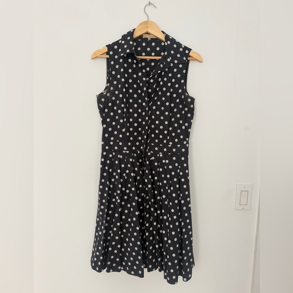 Michael Kors Black and White Polka Dot Midi Dress